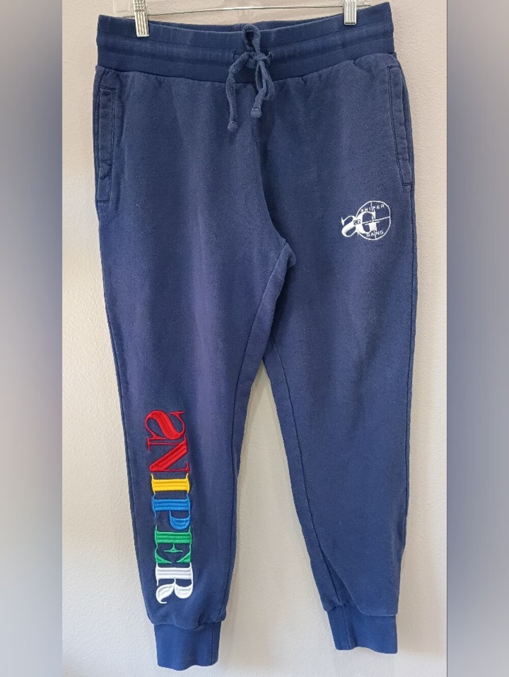Sniper Gang Apparel Embroidered Sweatpants M Blue